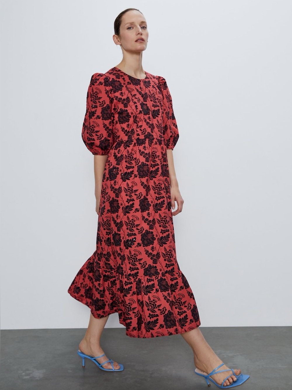 Zara Beverly Red Floral Embroidered Beaded Sequin Dress - EUC - Picture 4 of 12